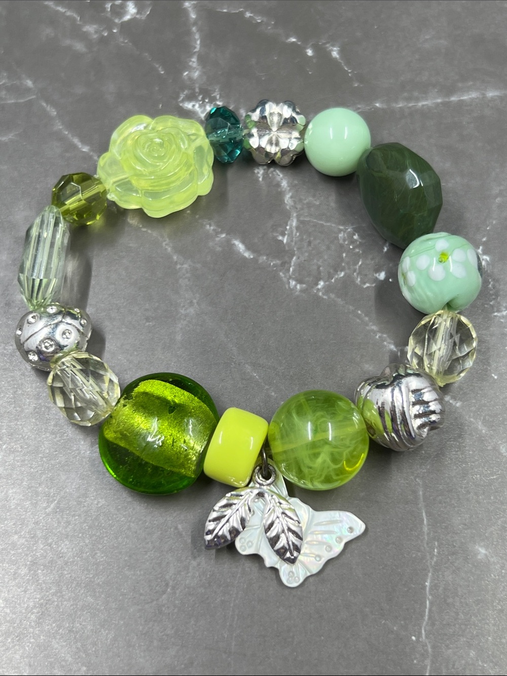 AVON Green Garden Beaded Bracelet